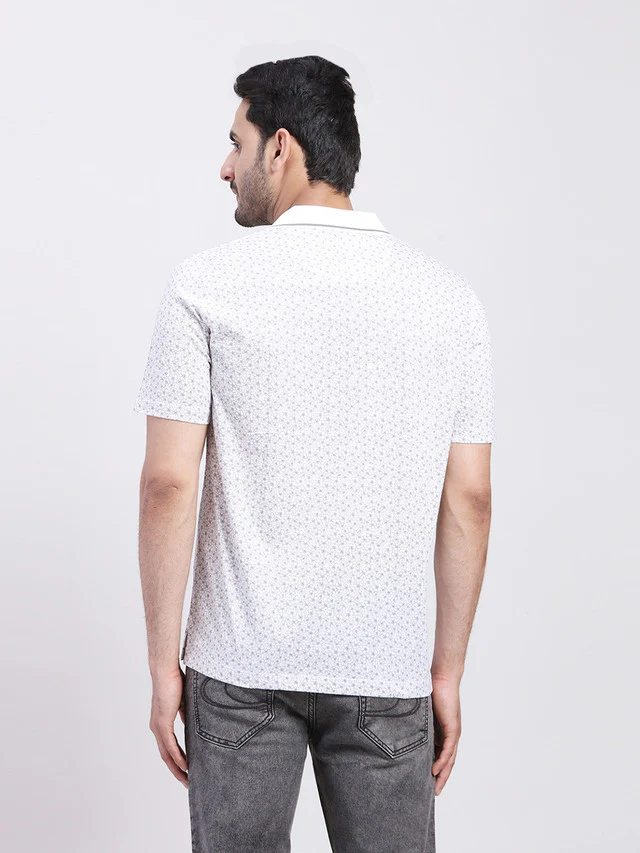 Colorplus Men White Printed Regular Fit Half Sleeve Polo Neck T-Shirt - Image 5