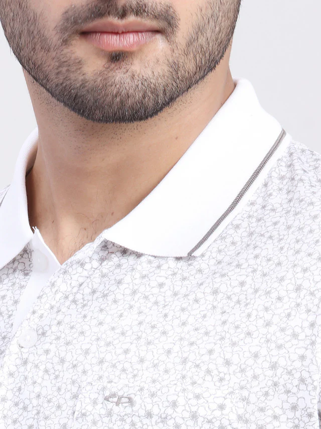 Colorplus Men White Printed Regular Fit Half Sleeve Polo Neck T-Shirt - Image 7