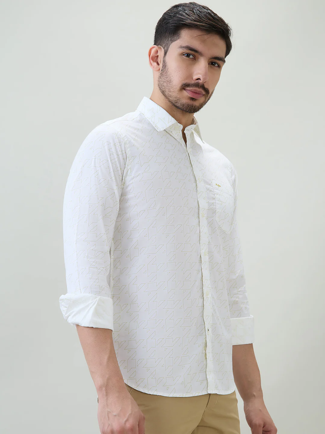 Colorplus Men White Printed Slim Fit Cotton Blend Casual Shirt - Image 2