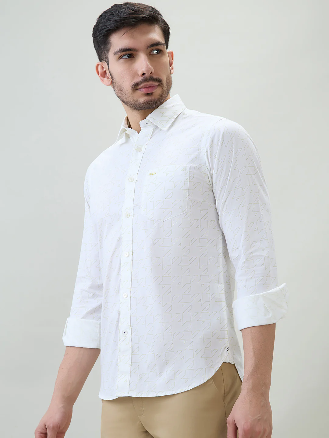 Colorplus Men White Printed Slim Fit Cotton Blend Casual Shirt - Image 3