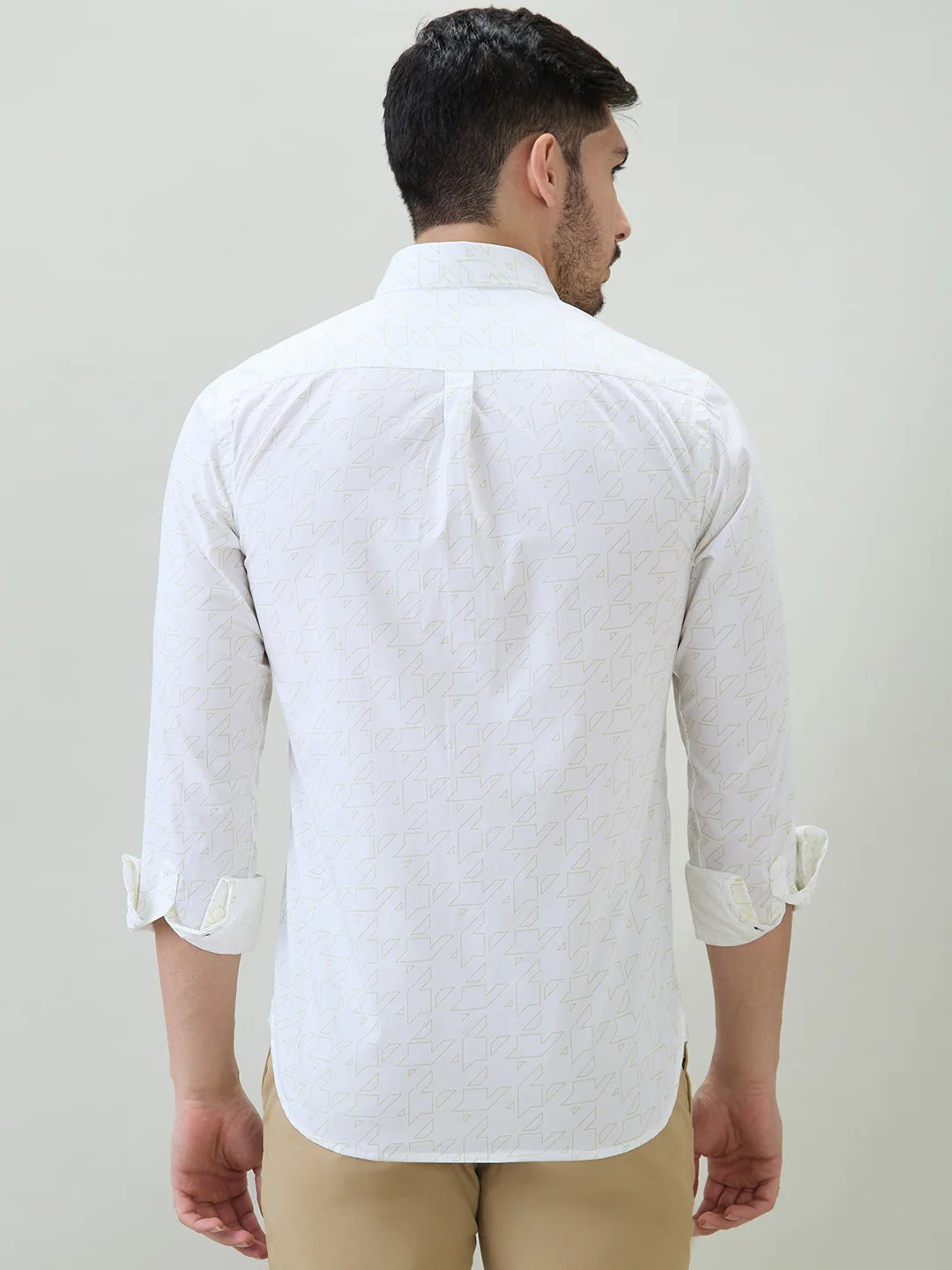 Colorplus Men White Printed Slim Fit Cotton Blend Casual Shirt - Image 4