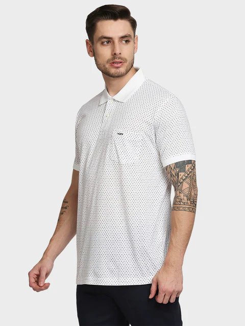 Colorplus Men White Printed Tailored Fit Cotton T-Shirt - Image 3