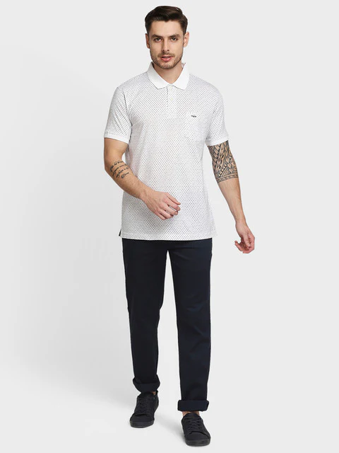 Colorplus Men White Printed Tailored Fit Cotton T-Shirt - Image 5