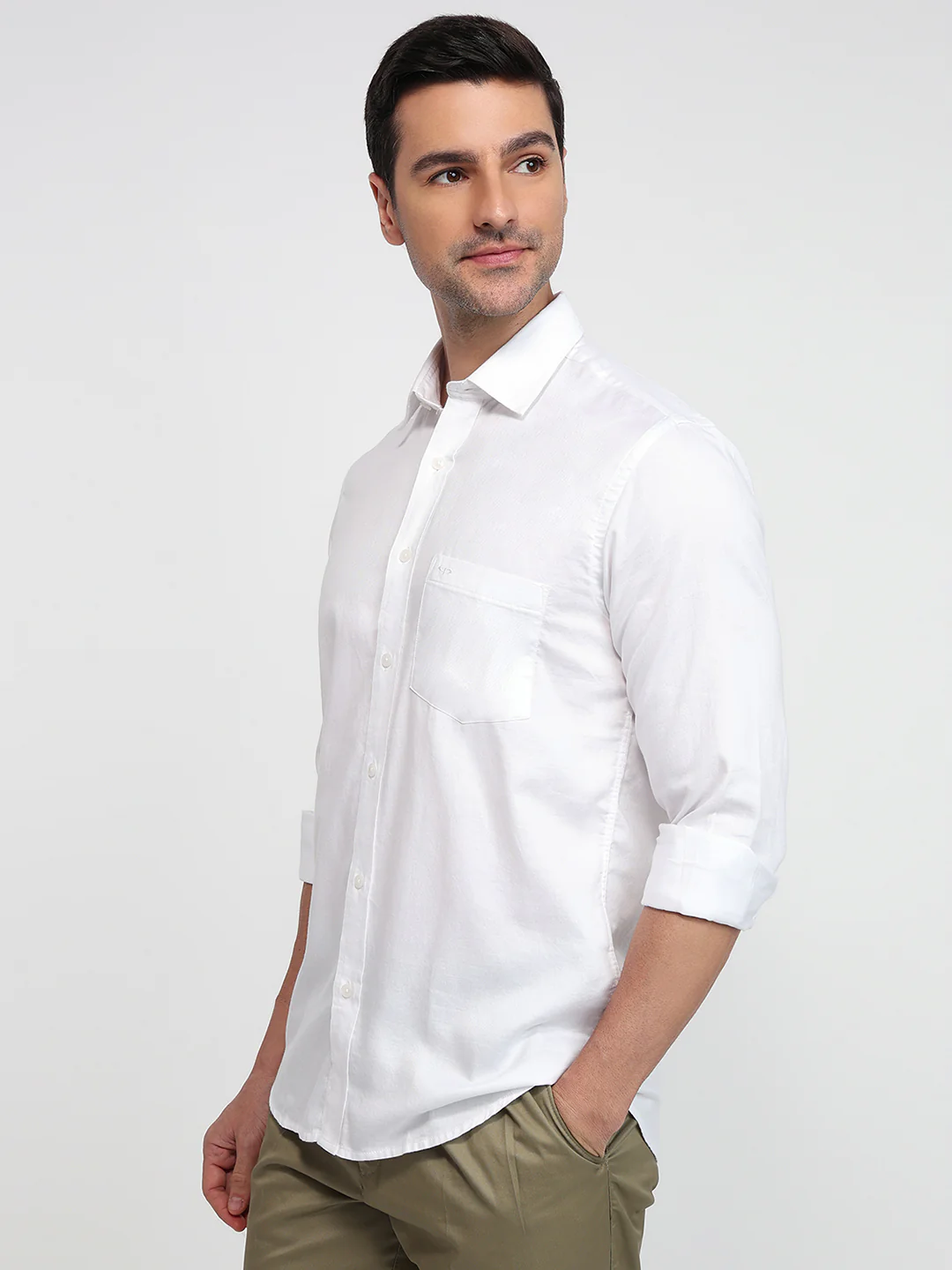 Colorplus Men White Solid Regular Fit Cotton Casual Shirt - Image 2