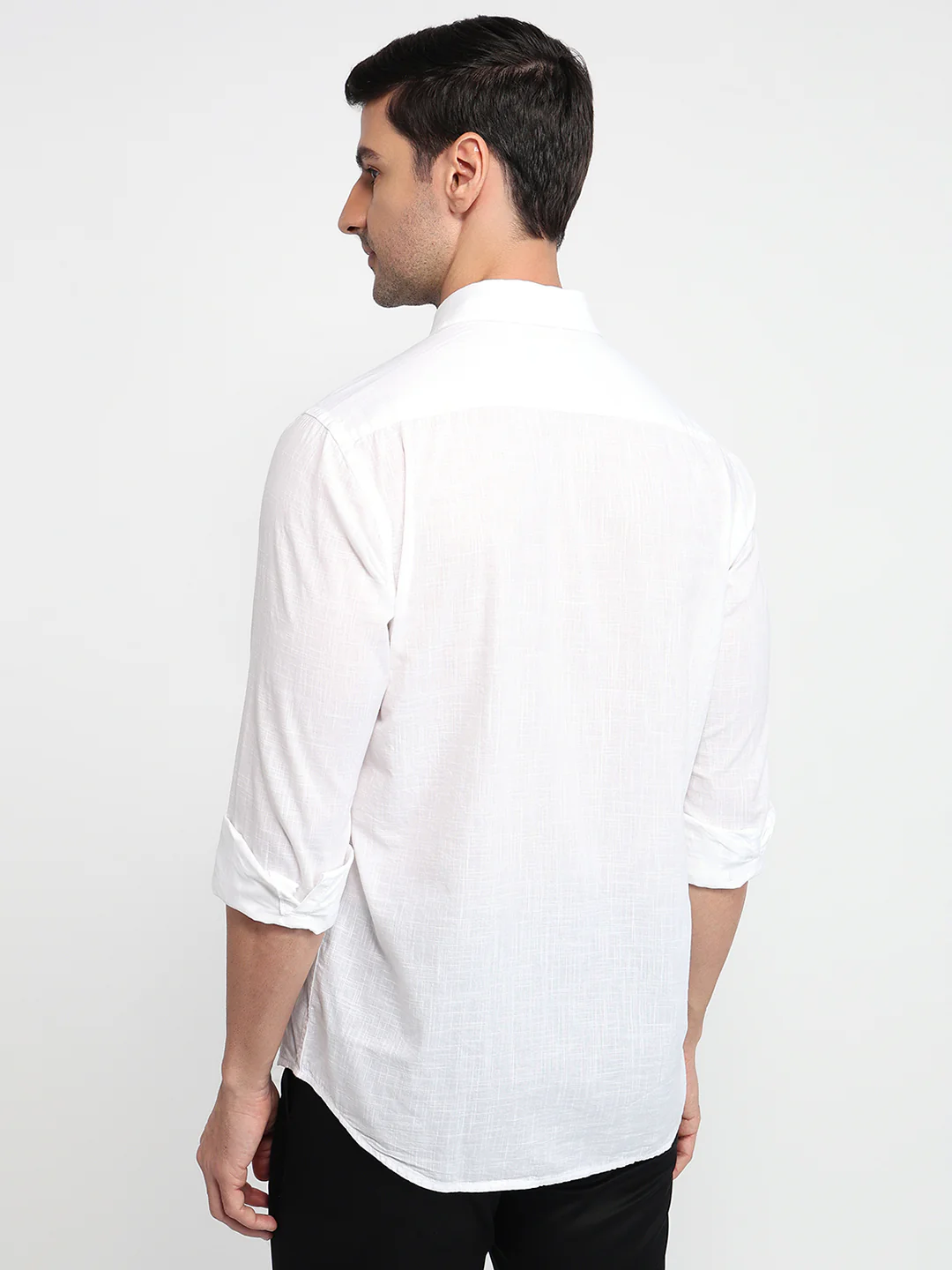 Colorplus Men White Solid Regular Fit Cotton Casual Shirt - Image 5