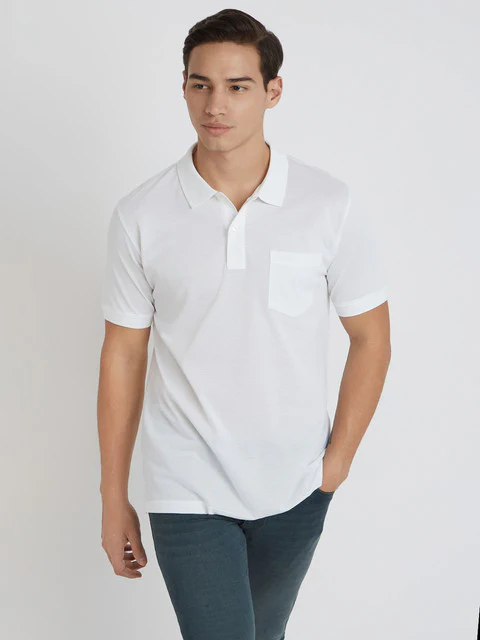 Colorplus Men White Solid Regular Fit Cotton T-Shirt