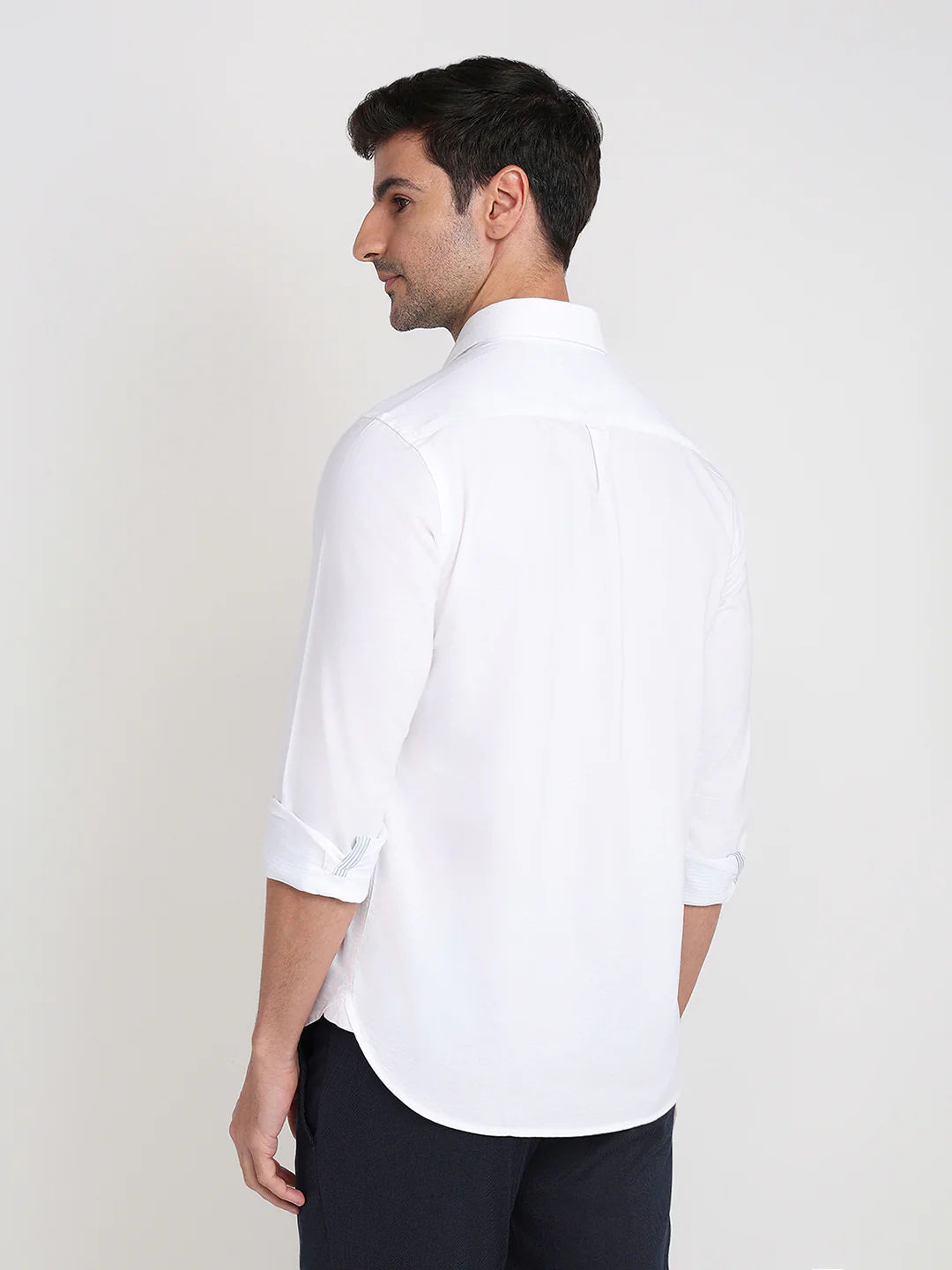 Colorplus Men White Solid Slim Fit Cotton Full Sleeve Casual Shirt - Image 4