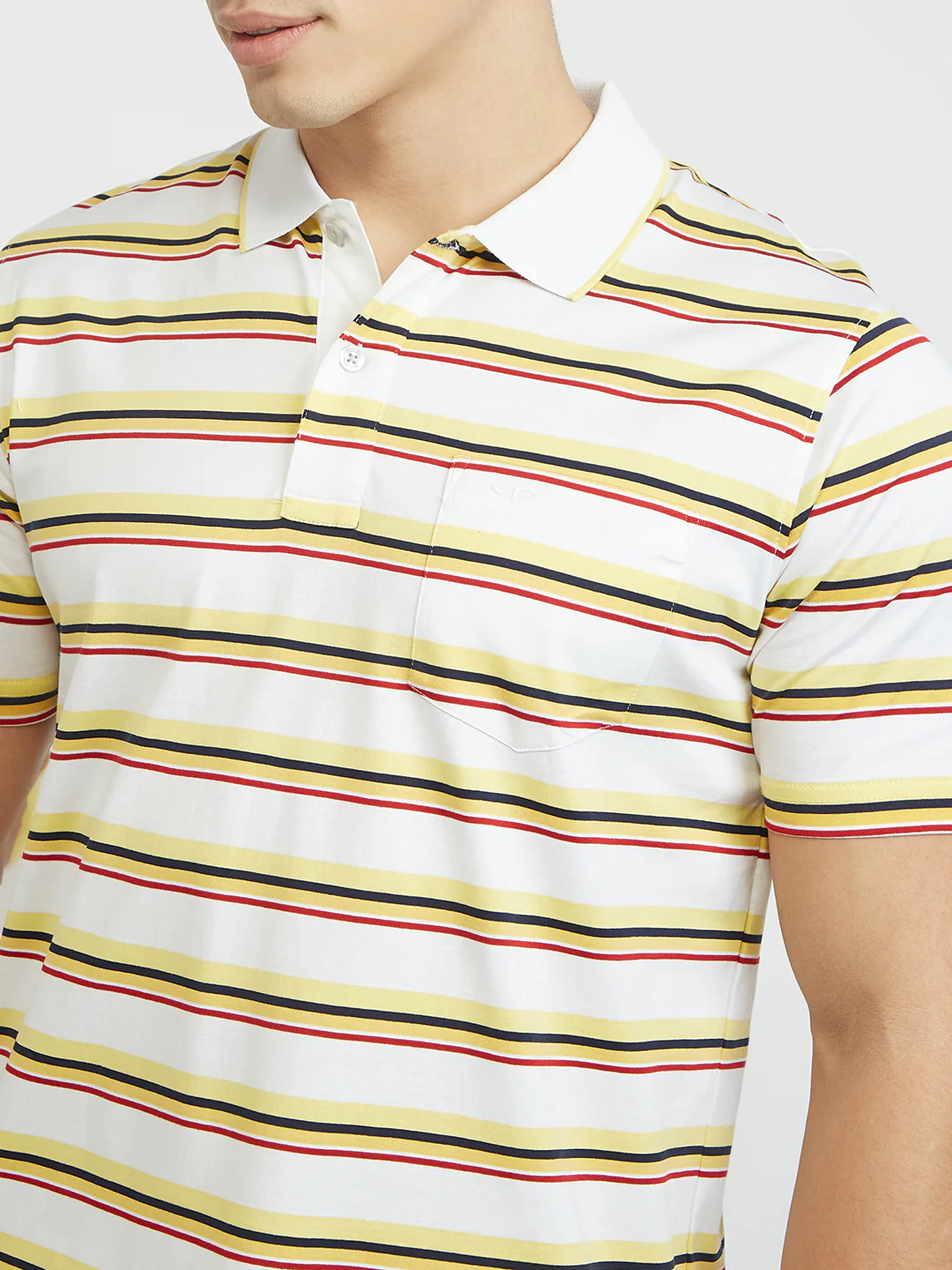 ColorPlus Men White Stripe Classic Fit Cotton T-Shirt - Image 6