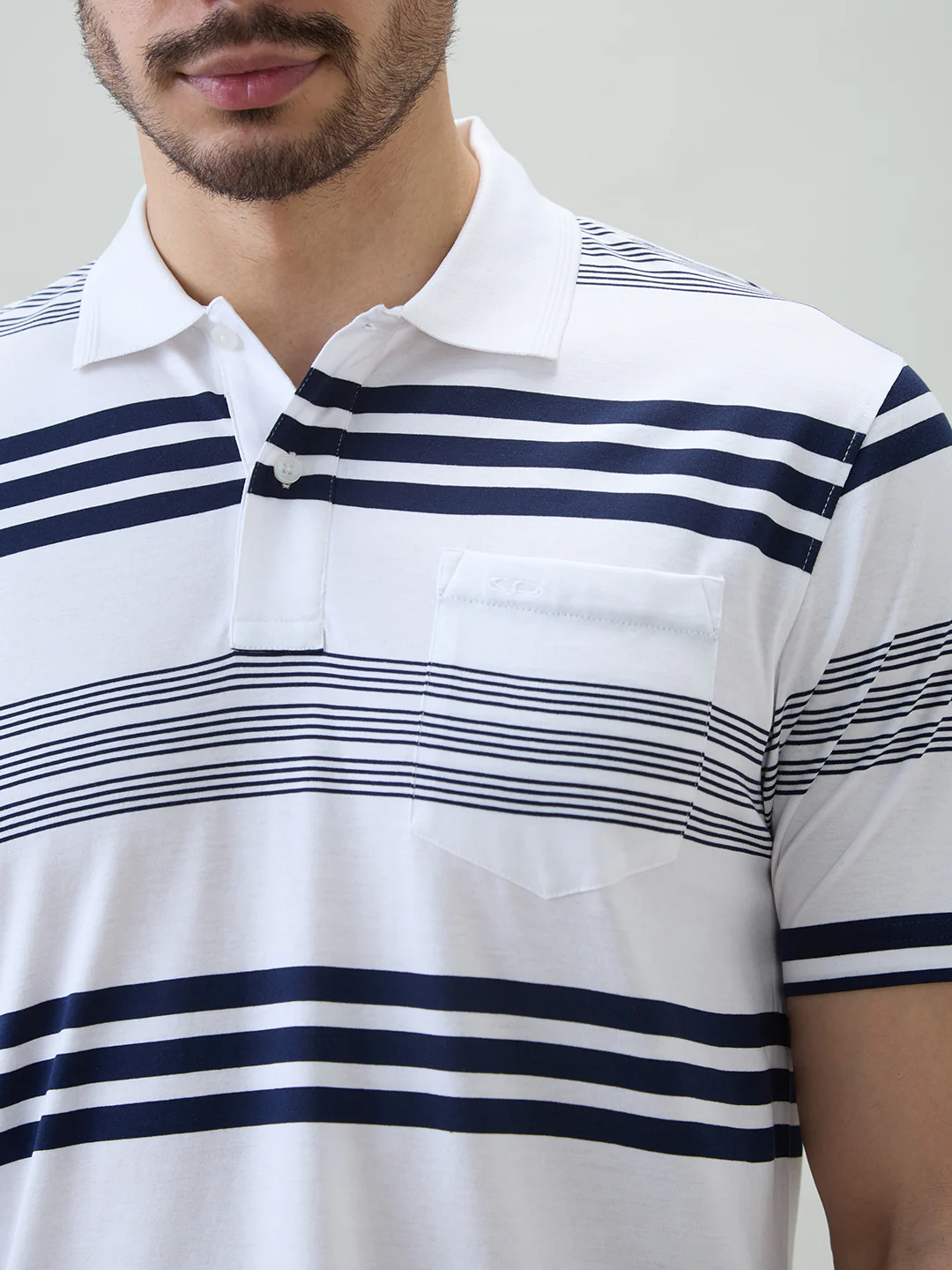 Colorplus Men White Stripe Comfort Fit Cotton T-shirt - Image 6