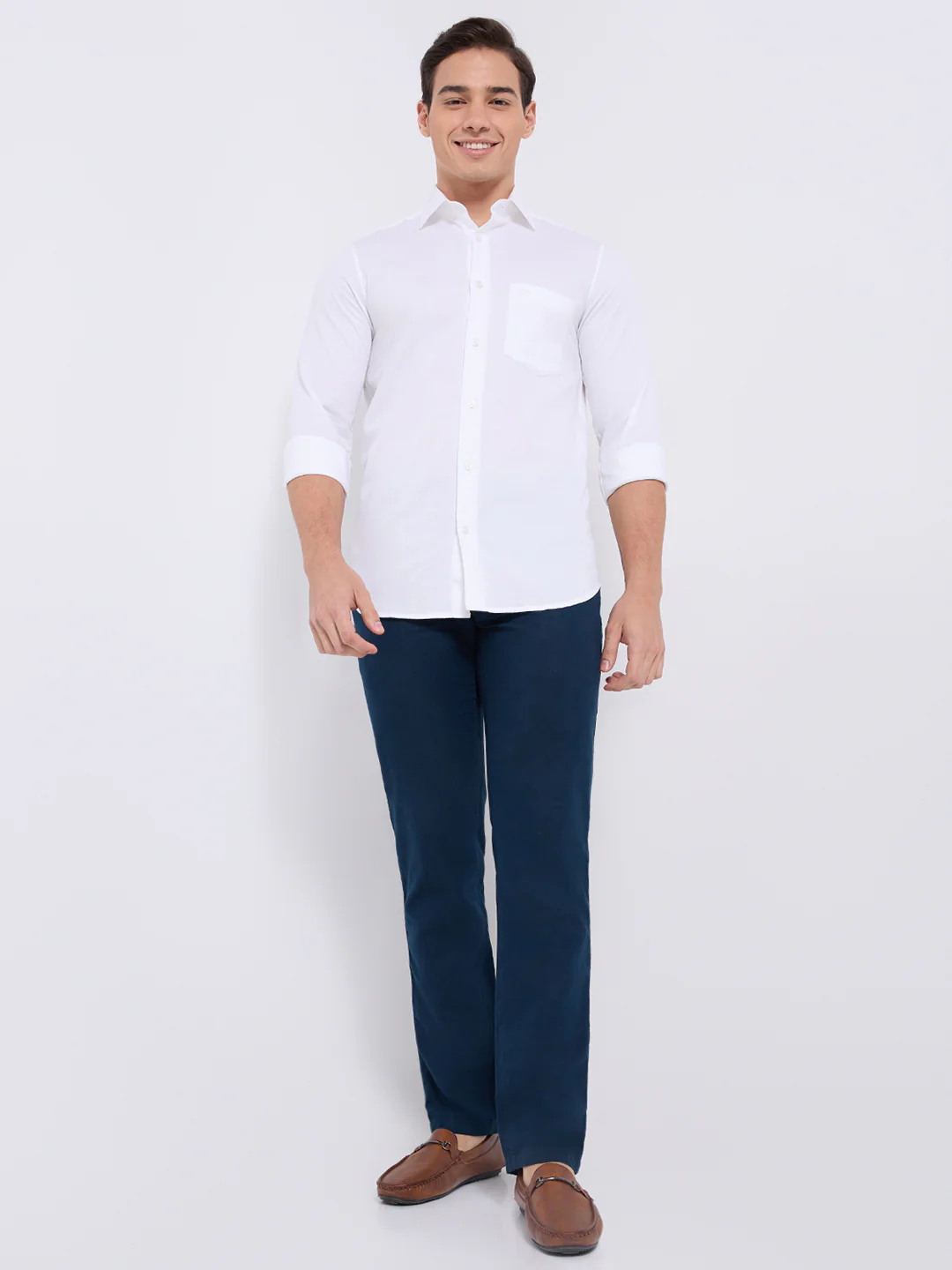 Colorplus Men White Structure Regular Fit Cotton Casual Shirt - Image 6