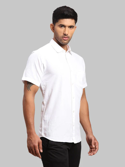 Colorplus Men White Warp Chambray Tailored Fit Cotton Blend Shirt - Image 2