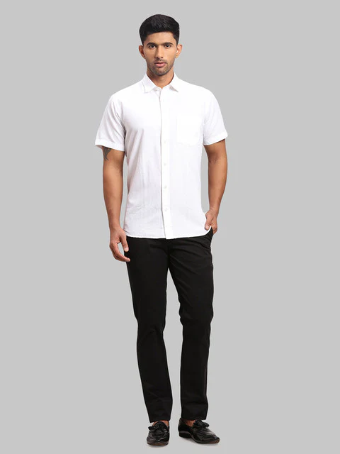 Colorplus Men White Warp Chambray Tailored Fit Cotton Blend Shirt - Image 5