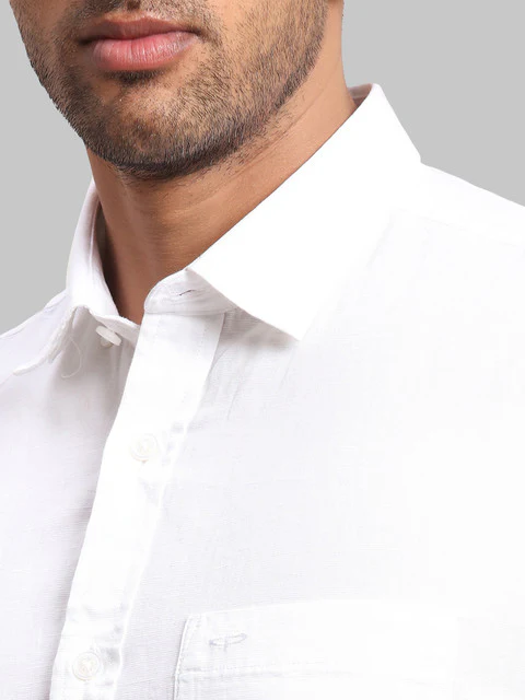 Colorplus Men White Warp Chambray Tailored Fit Cotton Blend Shirt - Image 6