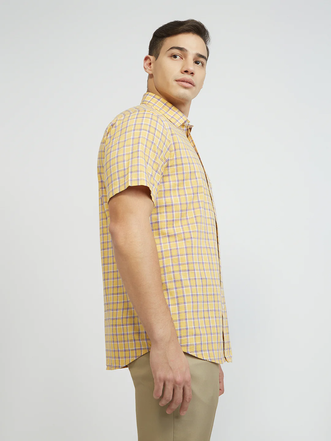 ColorPlus Men Yellow Checks Regular Fit Cotton Shirt - Image 2