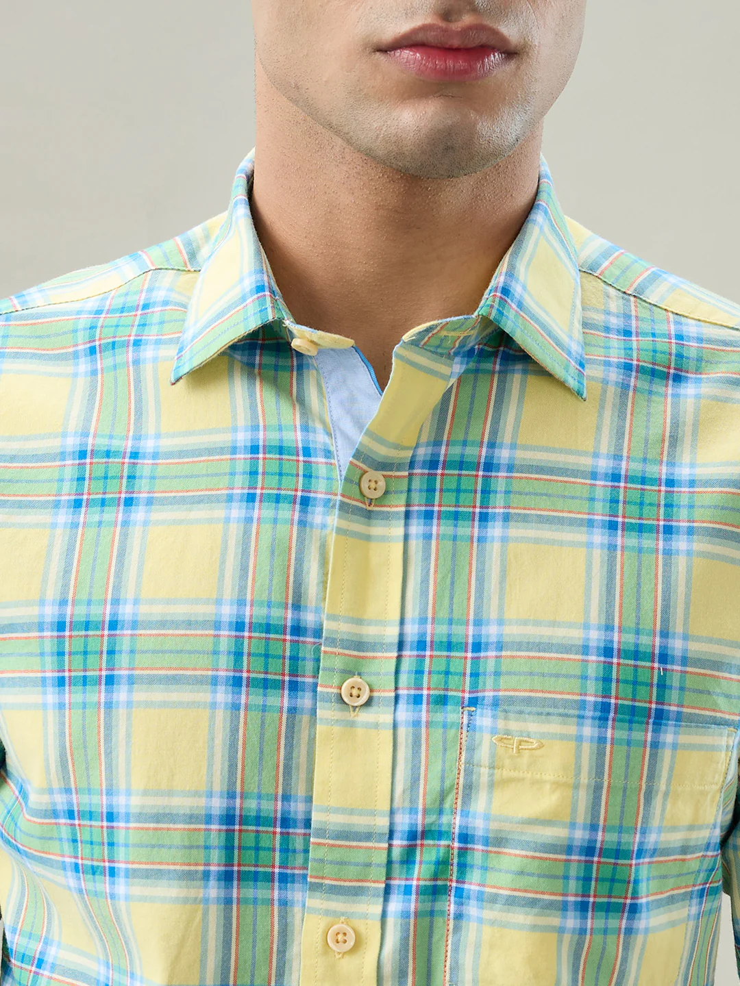 Colorplus Men Yellow Checks Regular Fit Cotton Shirt - Image 6
