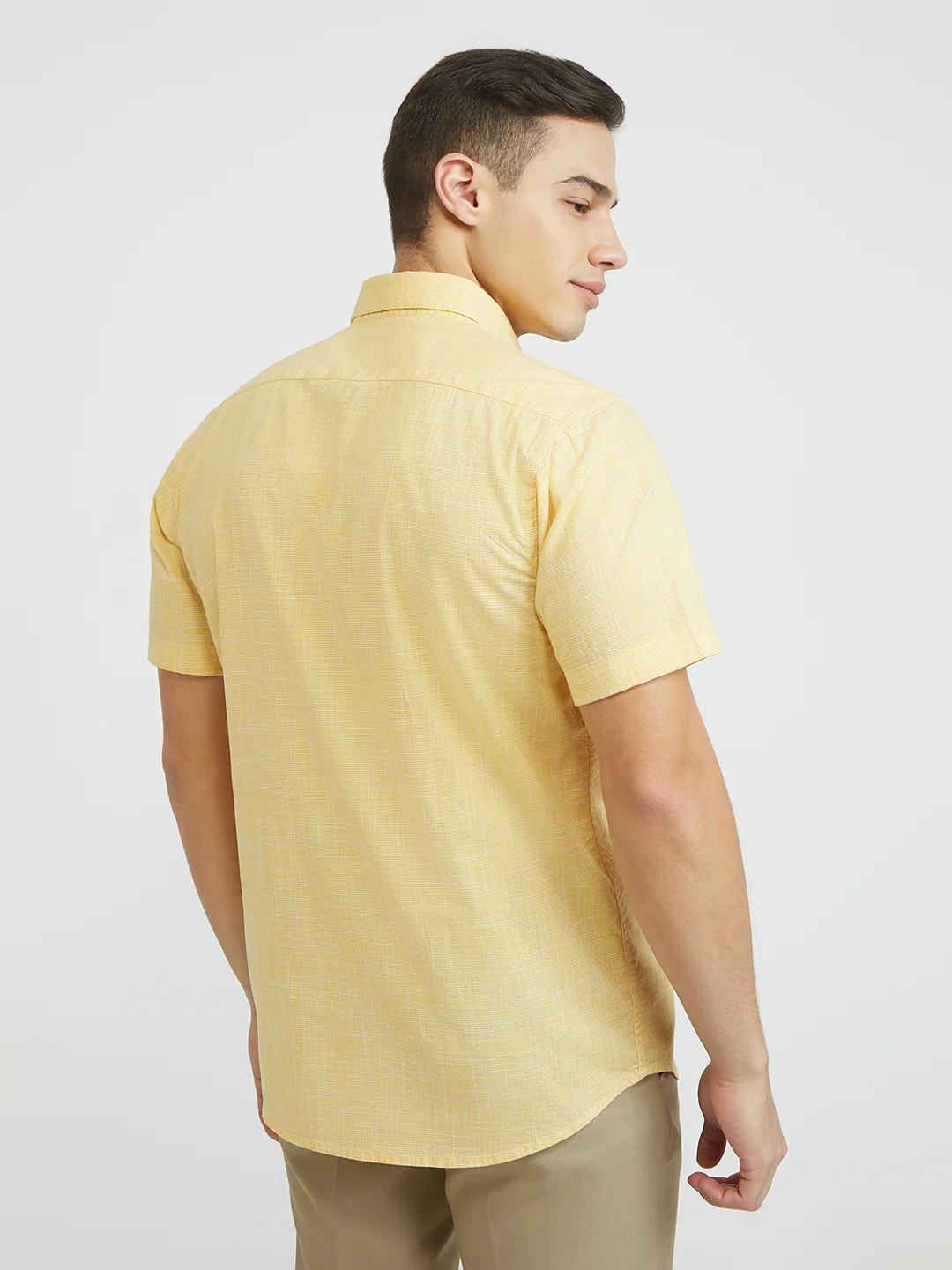 ColorPlus Men Yellow Plain Regular Fit Cotton Shirt - Image 5