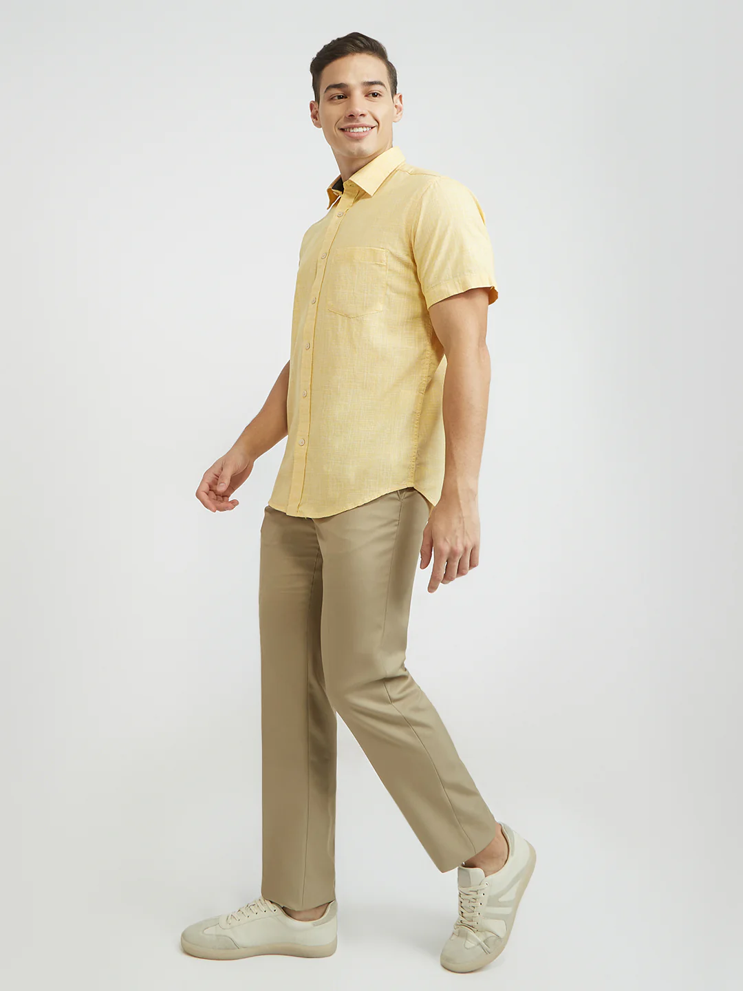 ColorPlus Men Yellow Plain Regular Fit Cotton Shirt - Image 6