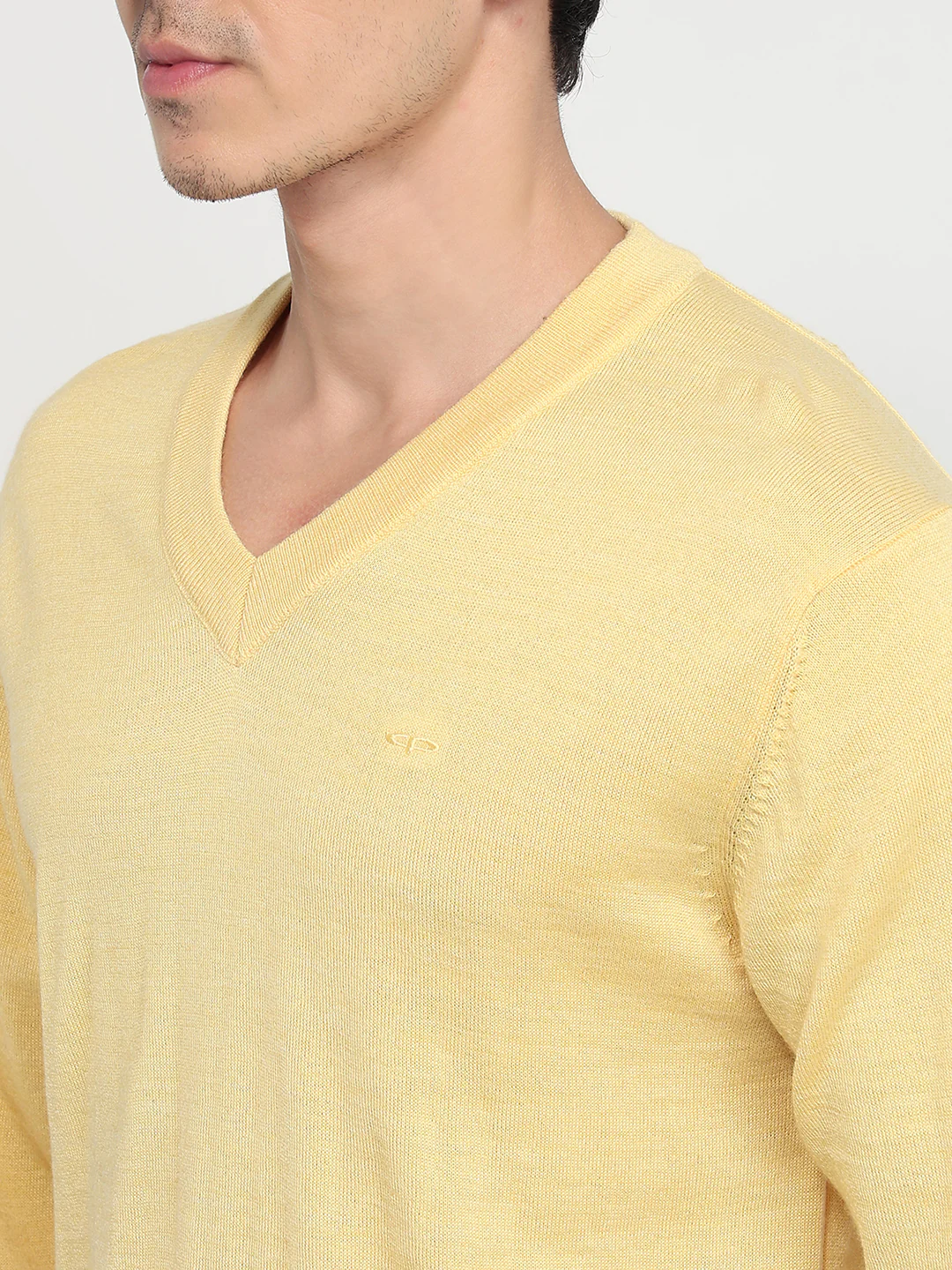 Colorplus Men Yellow Plain Regular Fit Wool Blend Sweatshirt - Image 6
