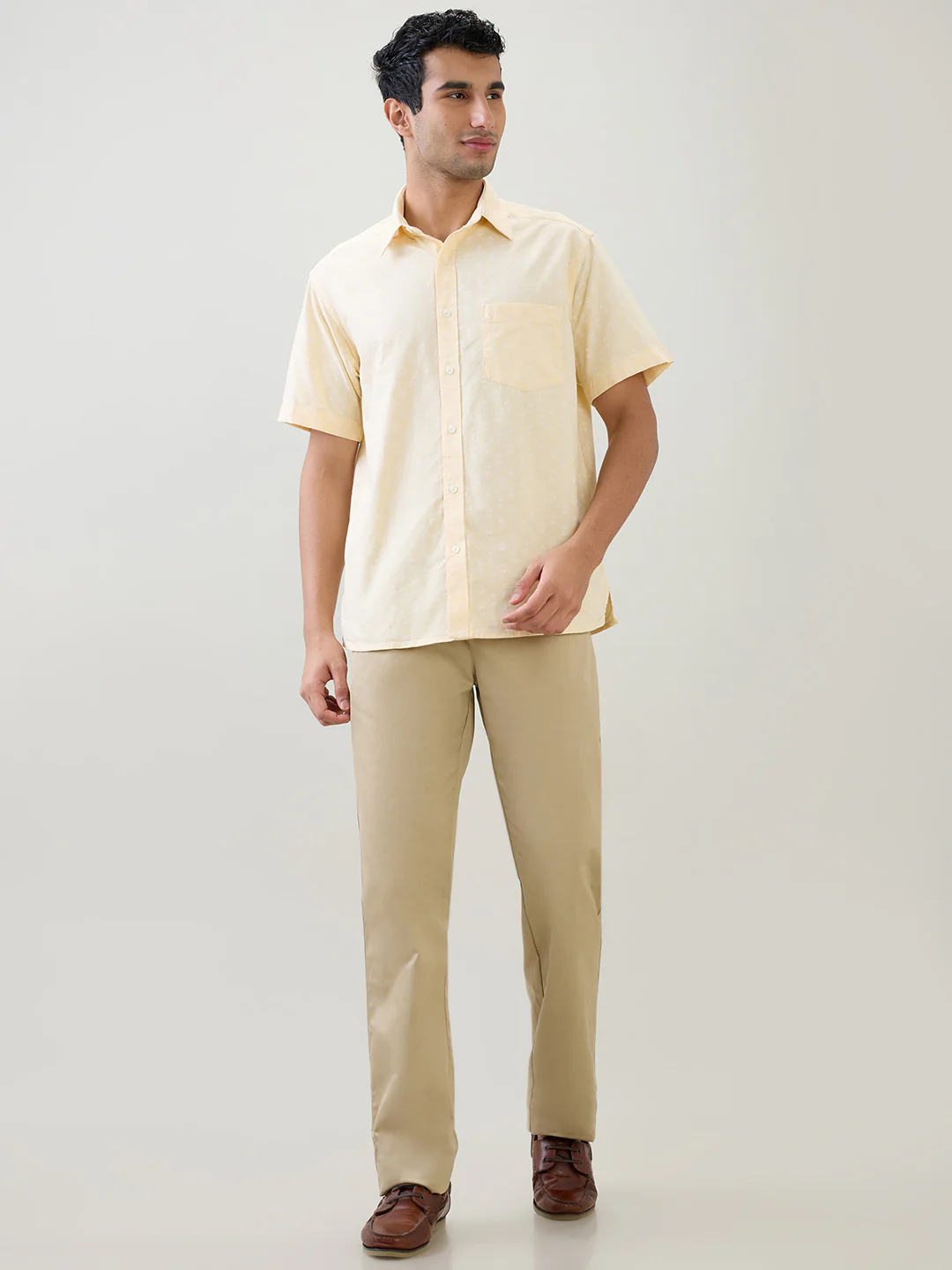 Colorplus Men Yellow Printed Comfort Fit Cotton Half Sleeve Casual Shirt - Image 5