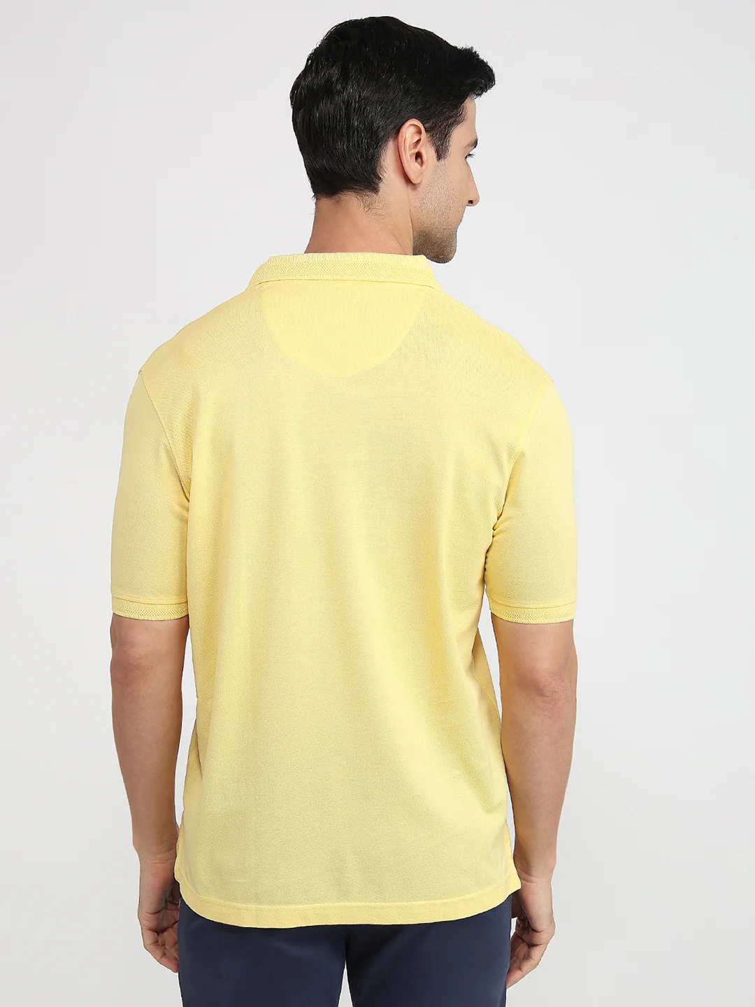 Colorplus Men Yellow Solid Comfort Fit Cotton T-shirt - Image 4
