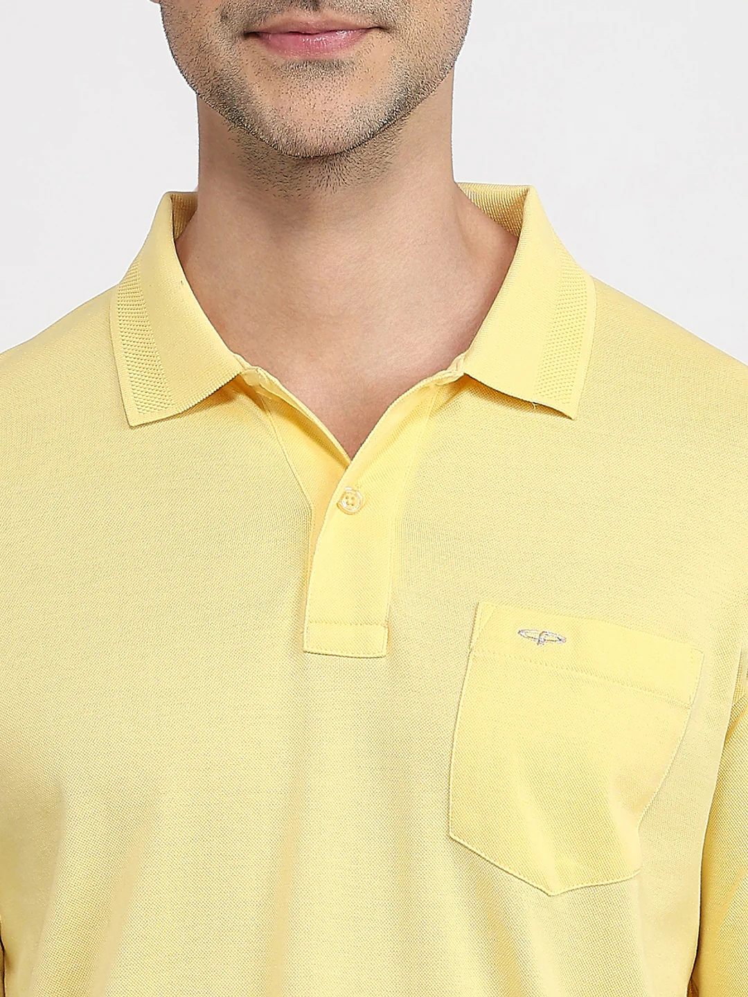 Colorplus Men Yellow Solid Comfort Fit Cotton T-shirt - Image 6