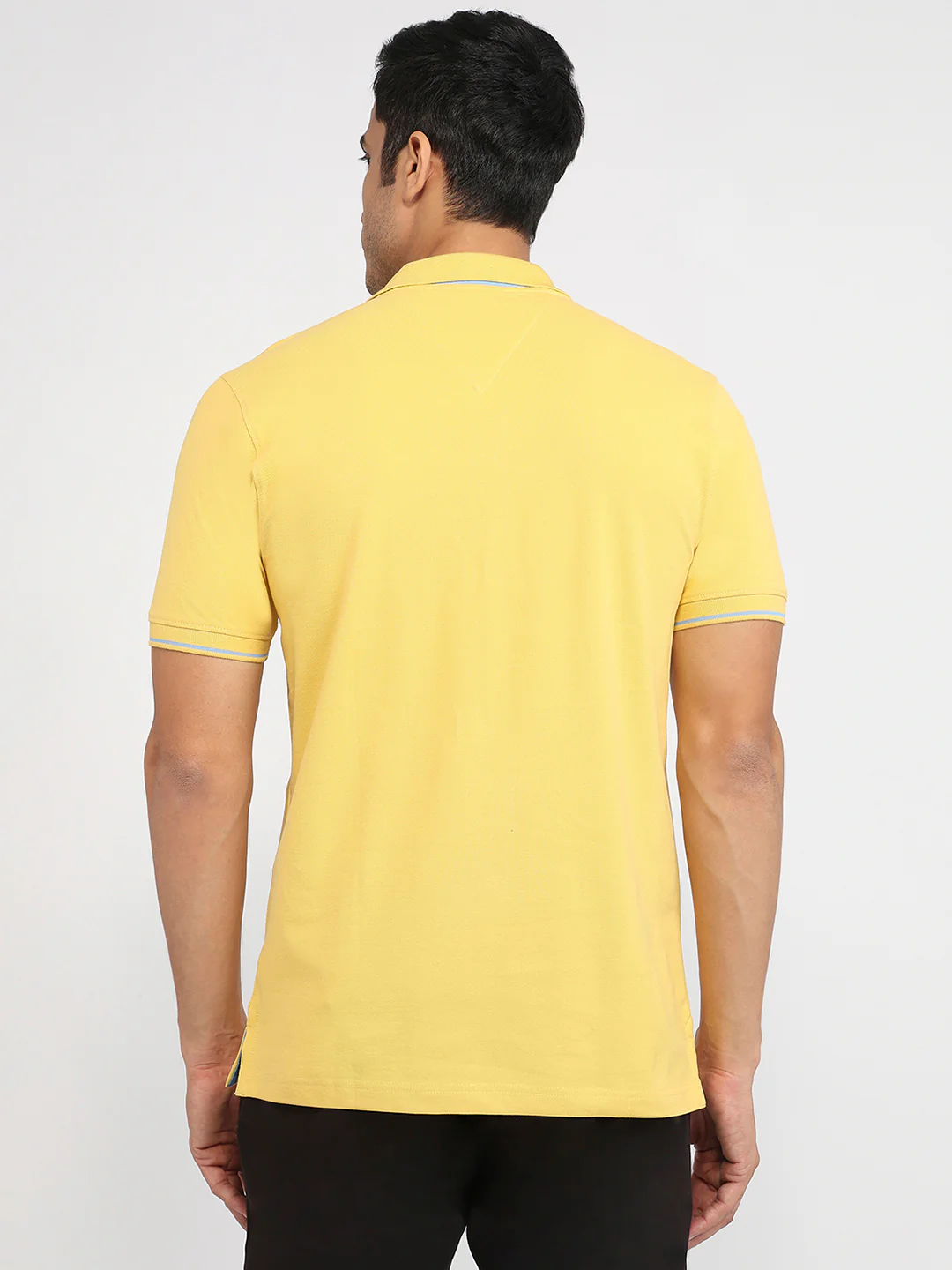 Colorplus Men Yellow Solid Regular Fit Cotton Blend T-shirt - Image 4