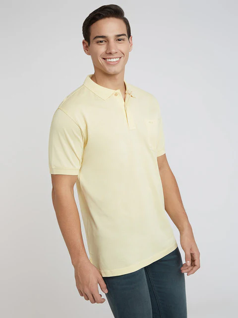 Colorplus Men Yellow Solid Regular Fit Cotton T-Shirt - Image 2