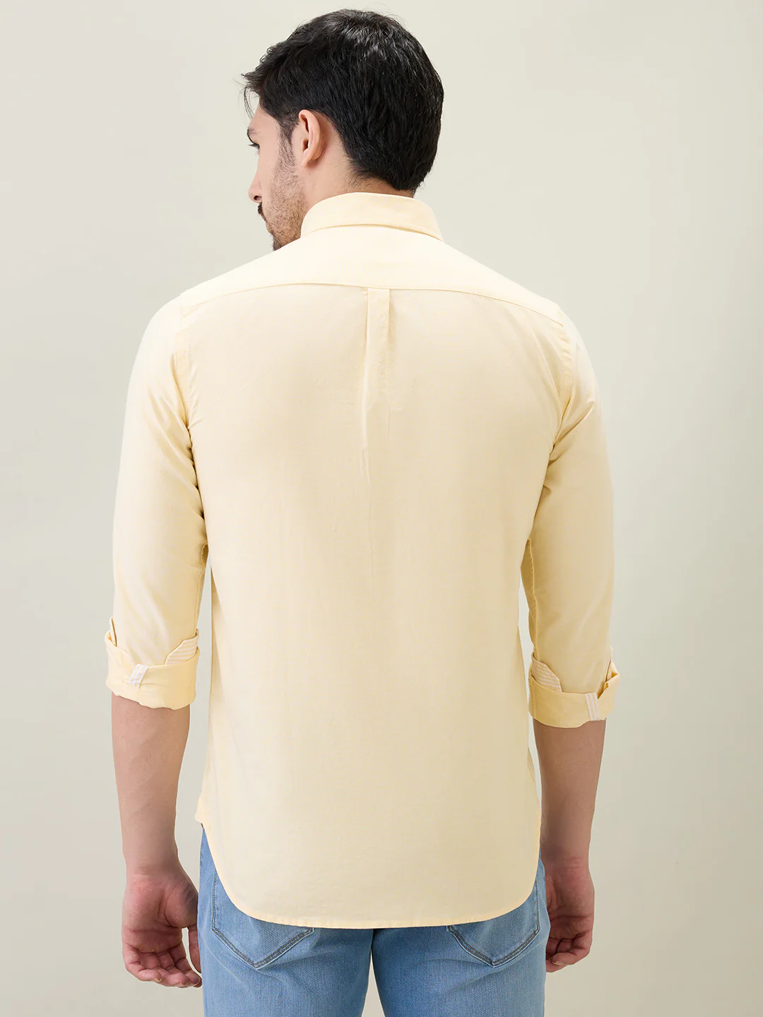 Colorplus Men Yellow Solid Slim Fit Cotton Shirt - Image 4