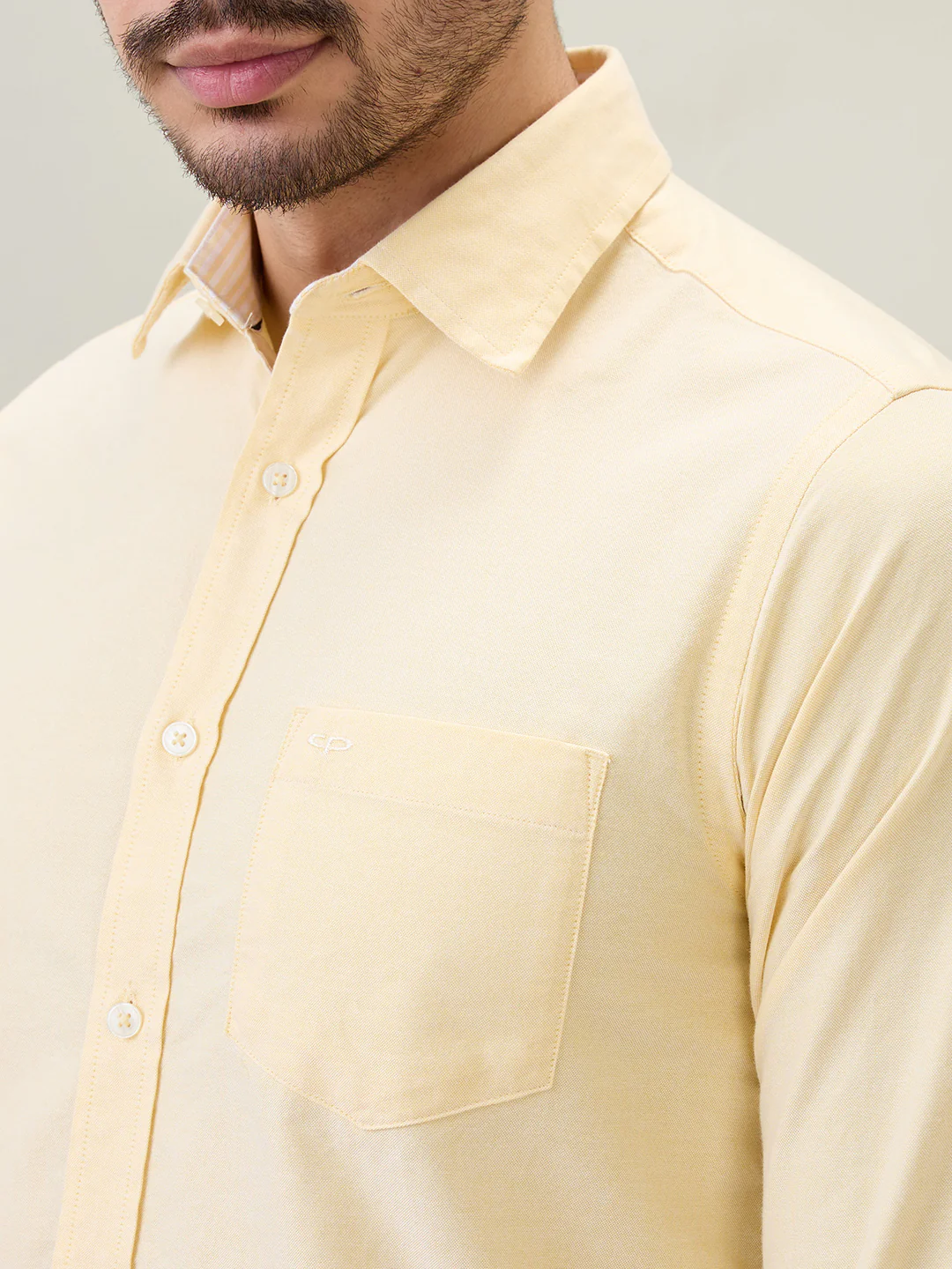 Colorplus Men Yellow Solid Slim Fit Cotton Shirt - Image 6