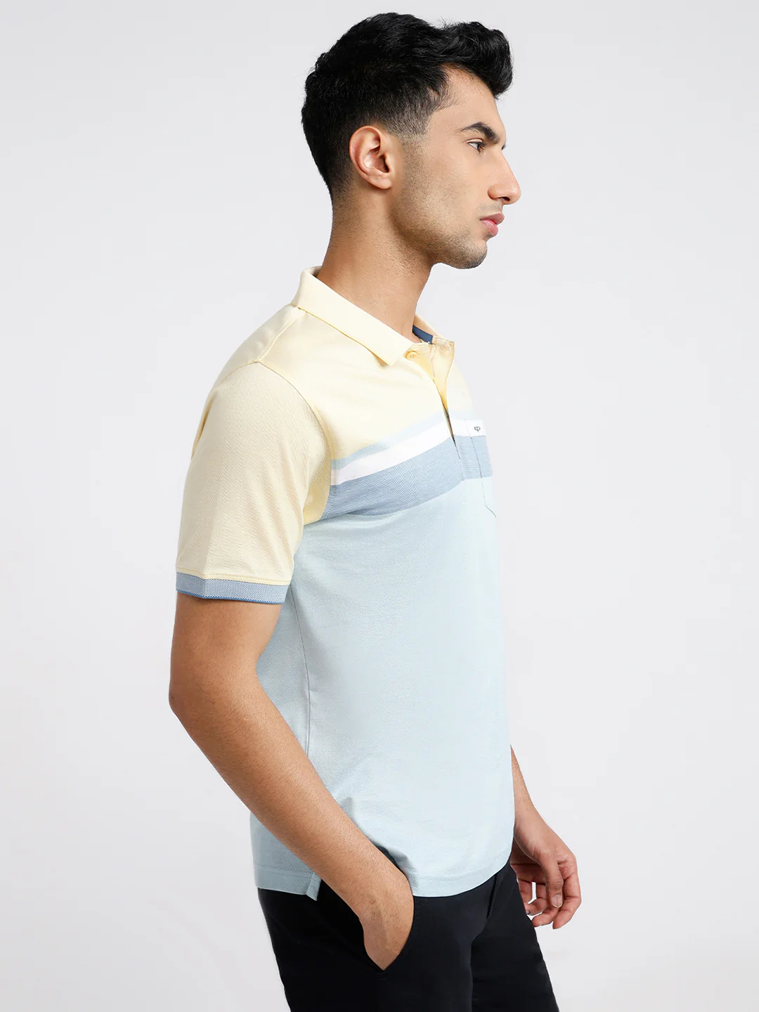 ColorPlus Men Yellow Stripe Regular Fit Cotton T-Shirt - Image 2