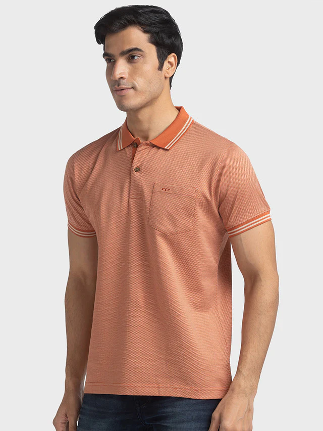 Colorplus Orange Jacquard Tailored Fit Cotton T-Shirt - Image 3