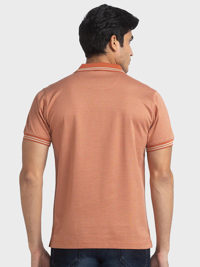 Colorplus Orange Jacquard Tailored Fit Cotton T-Shirt - Image 4