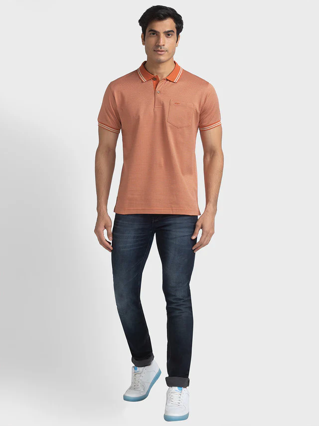 Colorplus Orange Jacquard Tailored Fit Cotton T-Shirt - Image 5