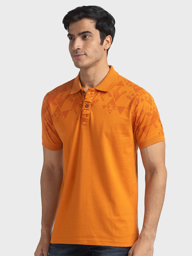 Colorplus Orange Printed Tailored Fit Cotton T-Shirt - Image 3