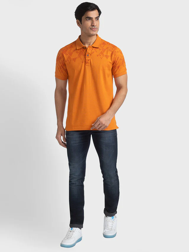 Colorplus Orange Printed Tailored Fit Cotton T-Shirt - Image 5
