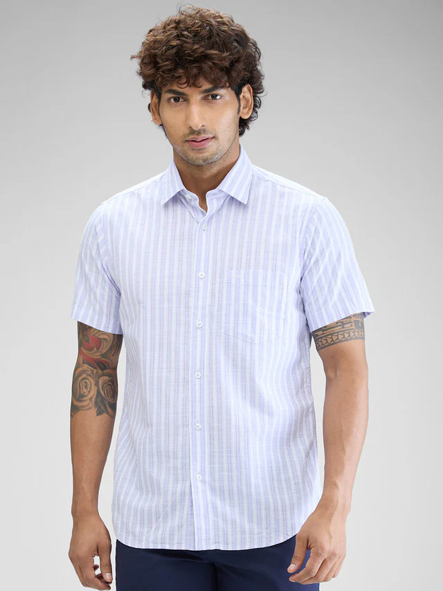 Colorplus Purple Checks Regular Fit Cotton Casual Shirt