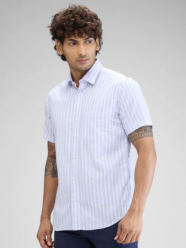Colorplus Purple Checks Regular Fit Cotton Casual Shirt - Image 3