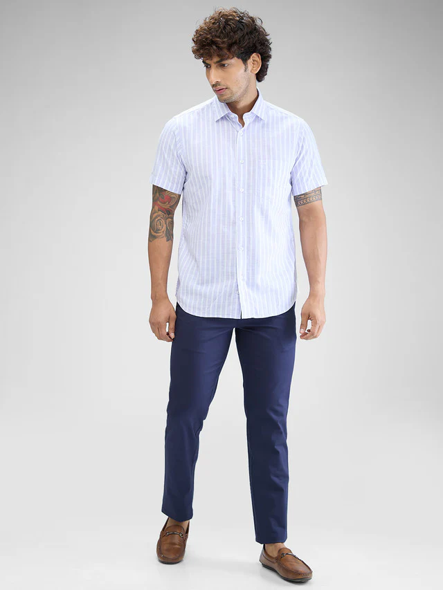 Colorplus Purple Checks Regular Fit Cotton Casual Shirt - Image 5