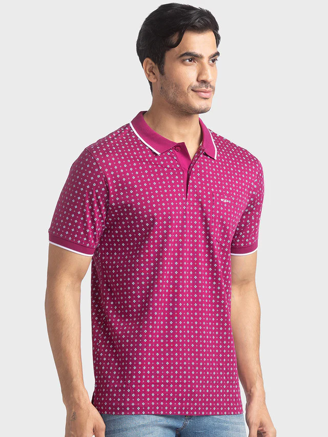 Colorplus Purple Printed Tailored Fit Cotton T-Shirt - Image 2