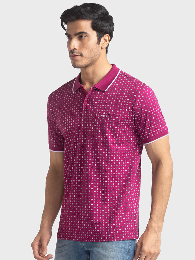 Colorplus Purple Printed Tailored Fit Cotton T-Shirt - Image 3