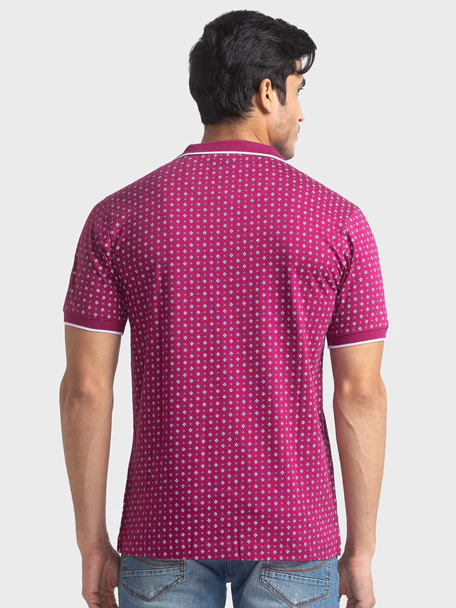 Colorplus Purple Printed Tailored Fit Cotton T-Shirt - Image 4
