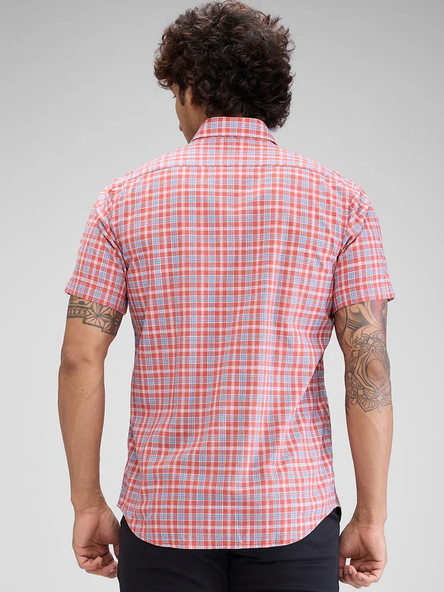 Colorplus Men Red Regular Fit Checks Casual Shirt - Image 4
