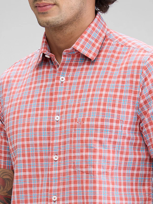 Colorplus Men Red Regular Fit Checks Casual Shirt - Image 6