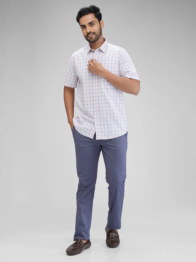Colorplus Men Pink Checks Tailored Fit Cotton Casual Shirt - Image 6