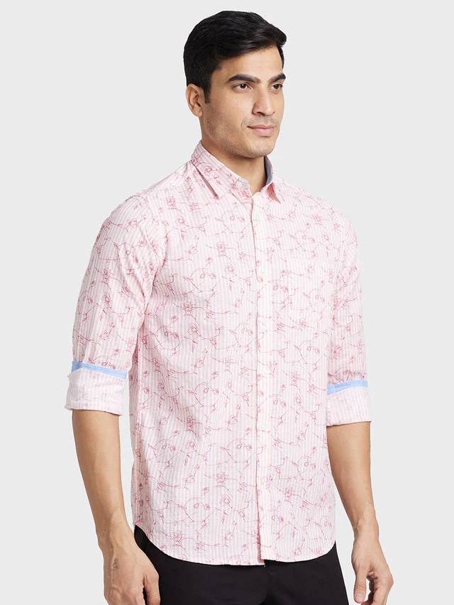 Colorplus Red Printed Contemporary Fit Cotton Casual Shirt - Image 2