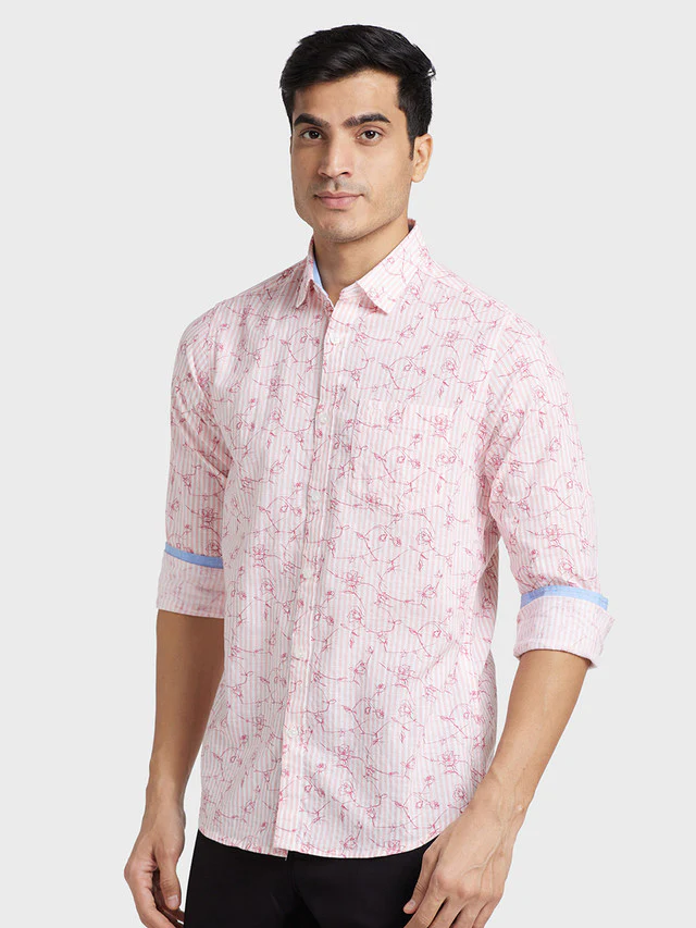 Colorplus Red Printed Contemporary Fit Cotton Casual Shirt - Image 3