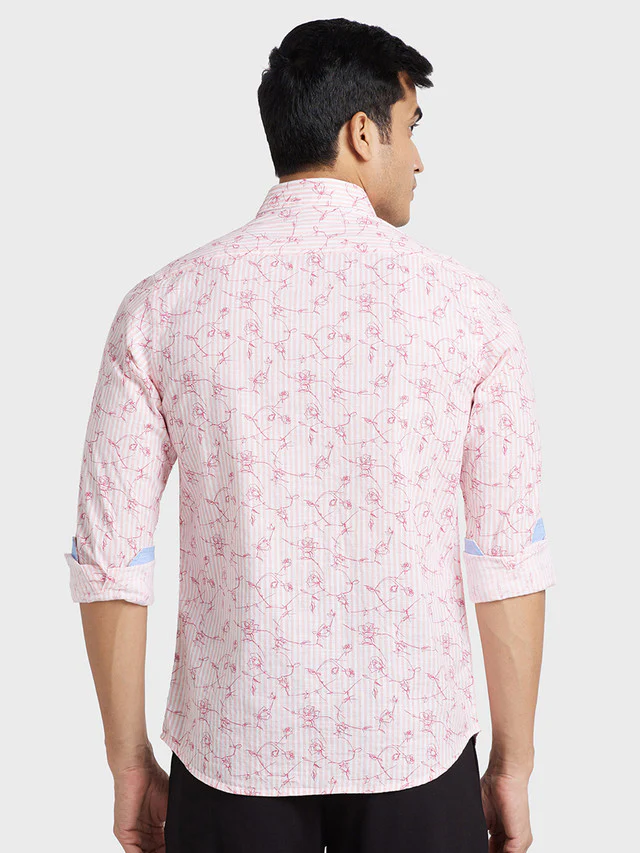 Colorplus Red Printed Contemporary Fit Cotton Casual Shirt - Image 4