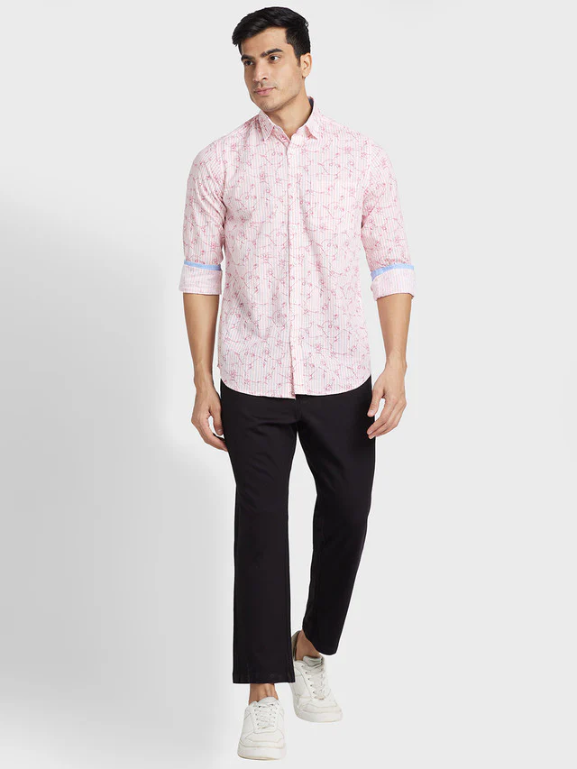 Colorplus Red Printed Contemporary Fit Cotton Casual Shirt - Image 5