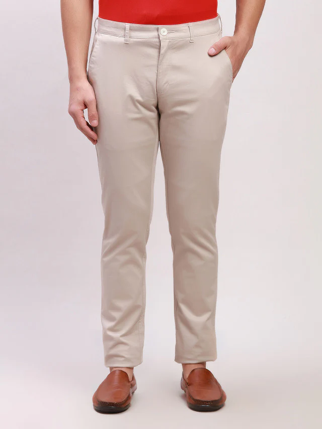 Colorplus Fawn Solid Piece Dyed Nuvo Fit Cotton Blend Trouser