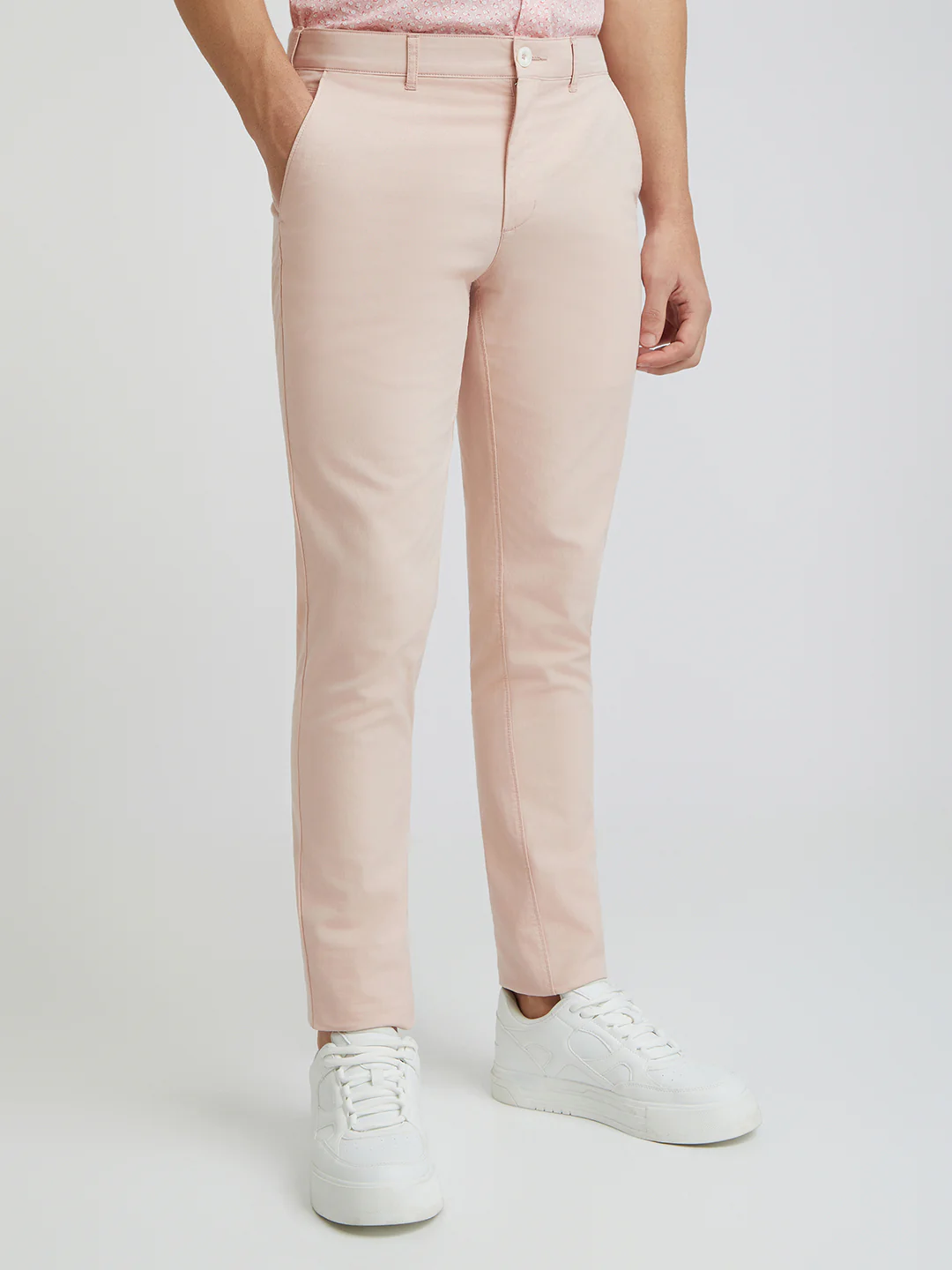 Colorplus Peach Solid Piece Dyed Nuvo Fit Cotton Blend Trouser - Image 2